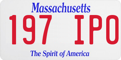MA license plate 197IP0