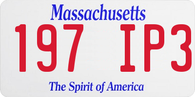 MA license plate 197IP3