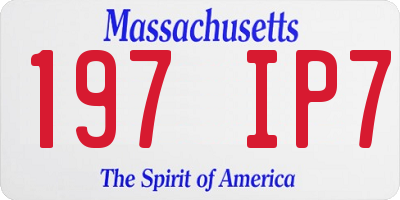 MA license plate 197IP7