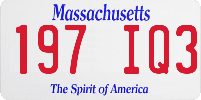 MA license plate 197IQ3