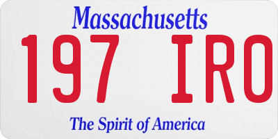 MA license plate 197IR0