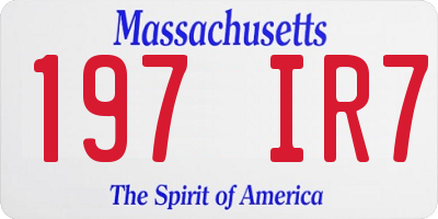MA license plate 197IR7