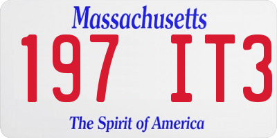 MA license plate 197IT3