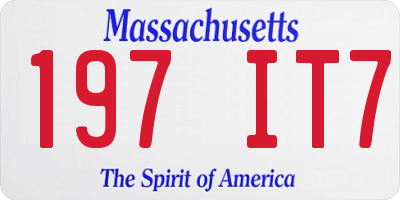 MA license plate 197IT7