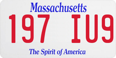 MA license plate 197IU9