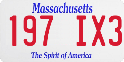 MA license plate 197IX3