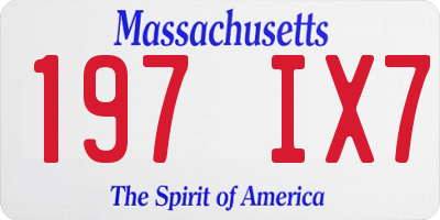 MA license plate 197IX7