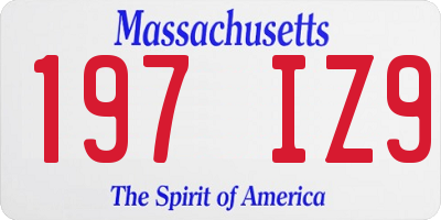 MA license plate 197IZ9