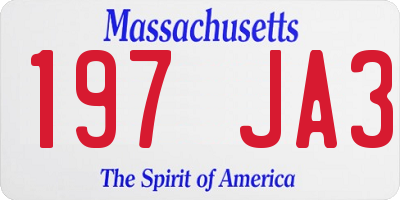 MA license plate 197JA3