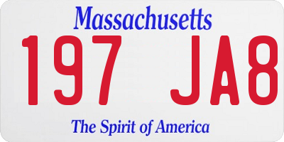 MA license plate 197JA8