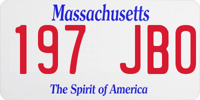 MA license plate 197JB0
