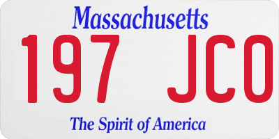 MA license plate 197JC0