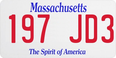MA license plate 197JD3