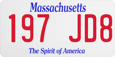 MA license plate 197JD8