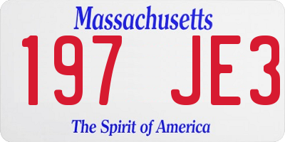 MA license plate 197JE3