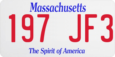 MA license plate 197JF3