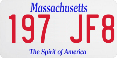 MA license plate 197JF8