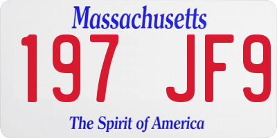 MA license plate 197JF9