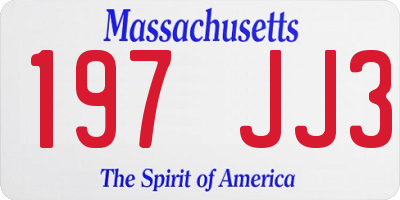 MA license plate 197JJ3