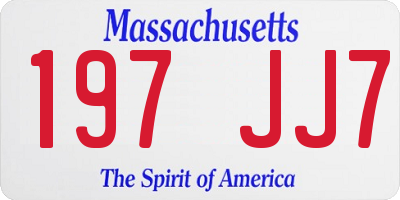 MA license plate 197JJ7