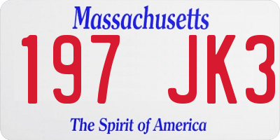 MA license plate 197JK3
