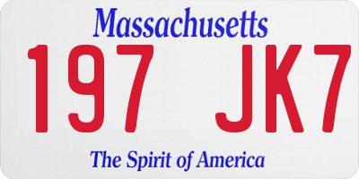 MA license plate 197JK7