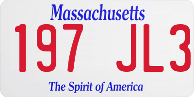 MA license plate 197JL3