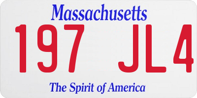 MA license plate 197JL4