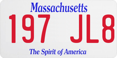 MA license plate 197JL8