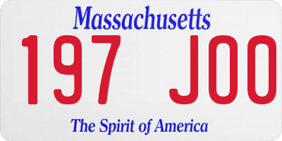 MA license plate 197JO0
