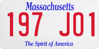 MA license plate 197JO1