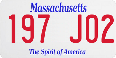 MA license plate 197JO2