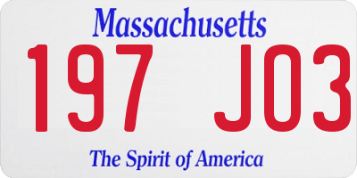 MA license plate 197JO3