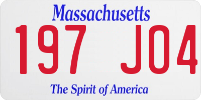 MA license plate 197JO4