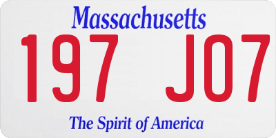 MA license plate 197JO7