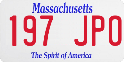 MA license plate 197JP0