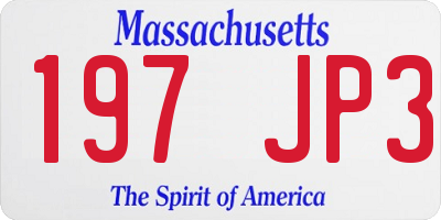 MA license plate 197JP3