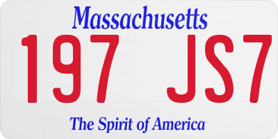 MA license plate 197JS7