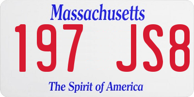 MA license plate 197JS8