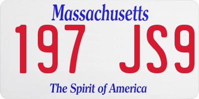 MA license plate 197JS9