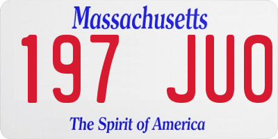 MA license plate 197JU0