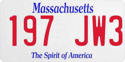 MA license plate 197JW3