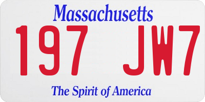 MA license plate 197JW7