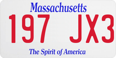 MA license plate 197JX3