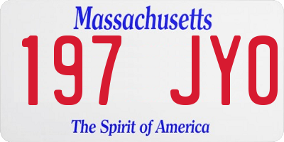 MA license plate 197JY0