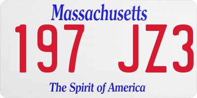 MA license plate 197JZ3