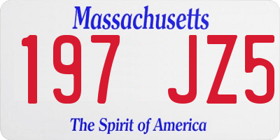 MA license plate 197JZ5