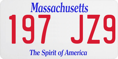 MA license plate 197JZ9