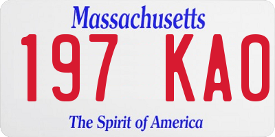 MA license plate 197KA0