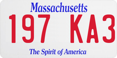 MA license plate 197KA3
